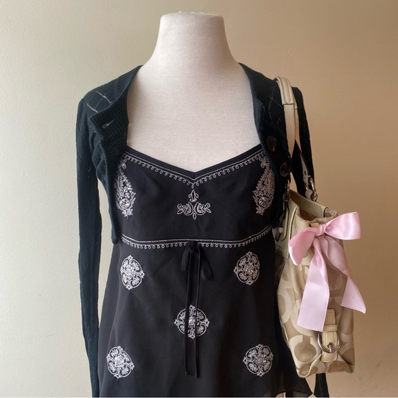 Vintage y2k embroidered babydoll top - Picture 3 of 8